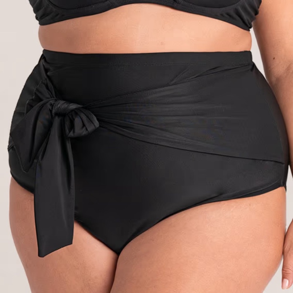 🆕Shapermint Essentials Elegant Black High-Waisted Tie Belt Swim Bottom - Picture 5 of 7